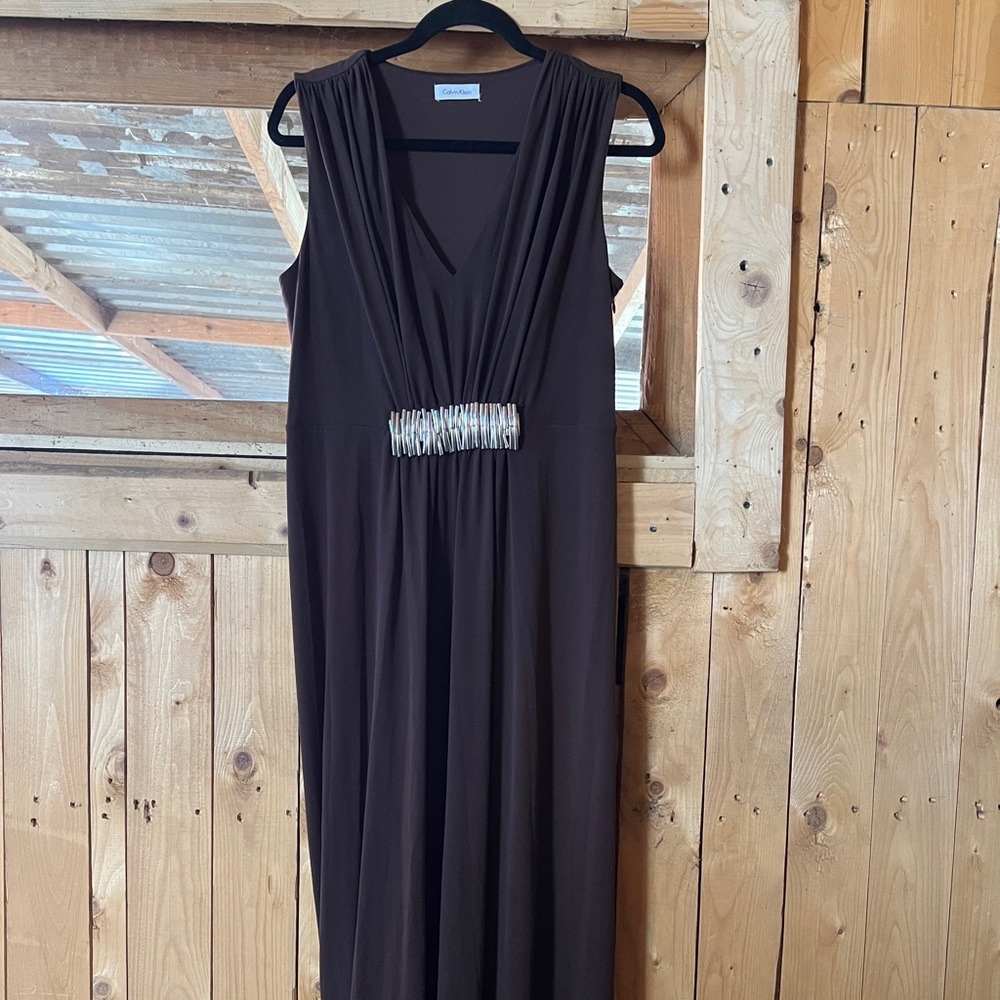 Calvin Klein Elegant Chocolate Brown Evening Gown